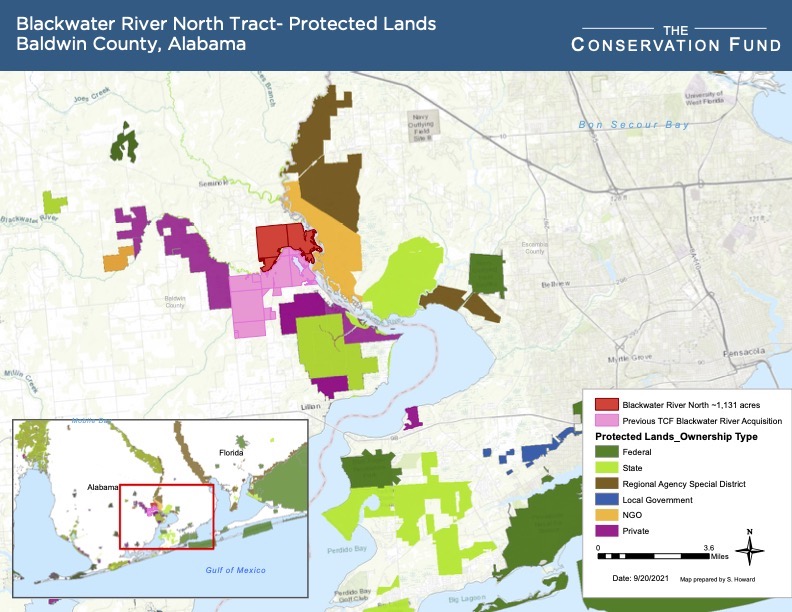 9 26 21 Blackwater River North 1131ac Protected Lands Map 09202021