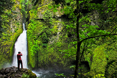 Stacy trying to capture the perfect shot at Columbia River Gorge, Oregon.