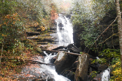 Scenic waterfall in North Carolina's future Headwaters State Forest. Photo by N.C. Forest Service. 