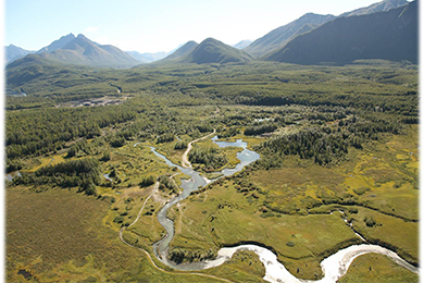 The Eklutna River flows from Cook Inlet into the Eklutna Flats. Photo courtesy Eklutna, Inc.  