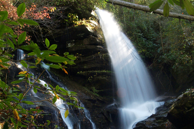 Hidden Falls at East Fork Headwaters, recently acquired by NCFS for Headwaters State Forest. Photo by Everette Robinson. 